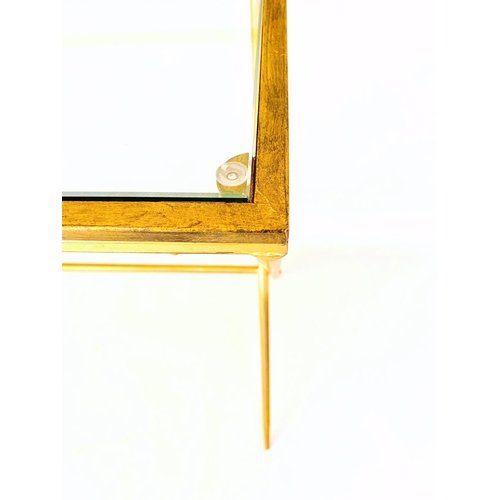 382 - WRITING DESK, 1960s French style, gilt metal cross and glass, 87cm x 95cm x 42cm.