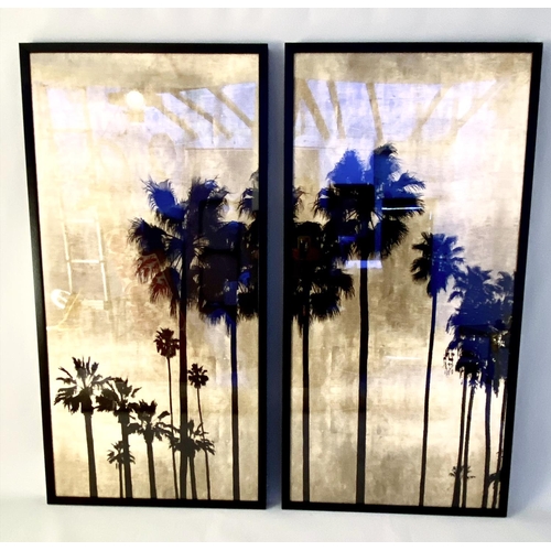 383 - CONTEMPORARY SCHOOL, Malibu Vista, diptych prints on board, framed, 155cm H x 79cm W. (2)