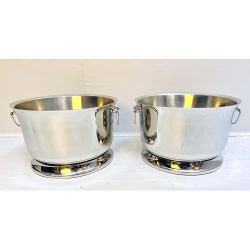 389 - CHAMPAGNE BATHS, 25cm high, 41cm wide, 40cm deep, pair, polished metal.(2)