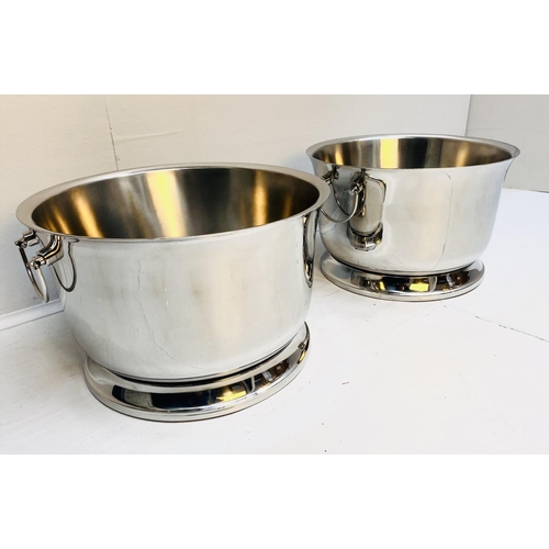 389 - CHAMPAGNE BATHS, 25cm high, 41cm wide, 40cm deep, pair, polished metal.(2)