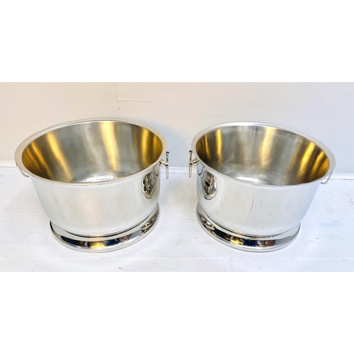 389 - CHAMPAGNE BATHS, 25cm high, 41cm wide, 40cm deep, pair, polished metal.(2)