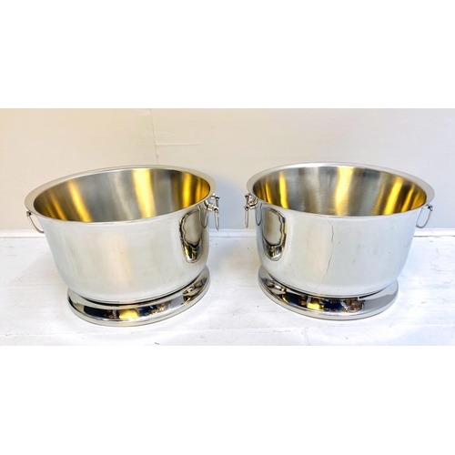 389 - CHAMPAGNE BATHS, 25cm high, 41cm wide, 40cm deep, pair, polished metal.(2)