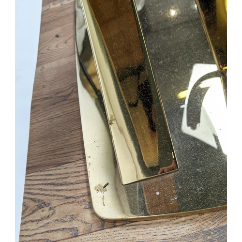 408 - CONSOLE TABLE, 1970's Italian style, gilt metal, smoked glass top, 110cm x 38cm x 76.5cm.