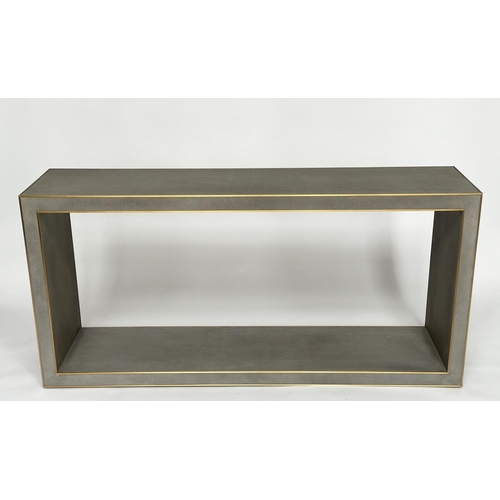 436 - CELA CONSOLE TABLE, faux shagreen rectangular with undertier, 170cm W x 40cm D x 82cm H.