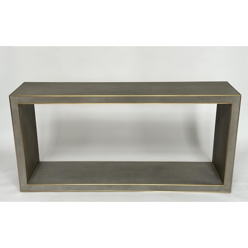 436 - CELA CONSOLE TABLE, faux shagreen rectangular with undertier, 170cm W x 40cm D x 82cm H.