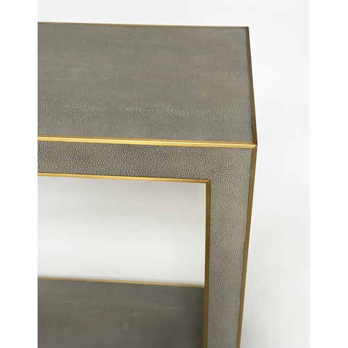 436 - CELA CONSOLE TABLE, faux shagreen rectangular with undertier, 170cm W x 40cm D x 82cm H.