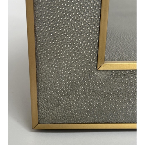 436 - CELA CONSOLE TABLE, faux shagreen rectangular with undertier, 170cm W x 40cm D x 82cm H.