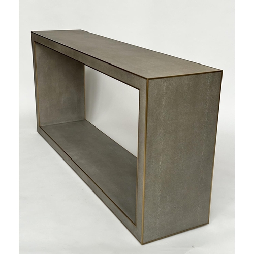 436 - CELA CONSOLE TABLE, faux shagreen rectangular with undertier, 170cm W x 40cm D x 82cm H.