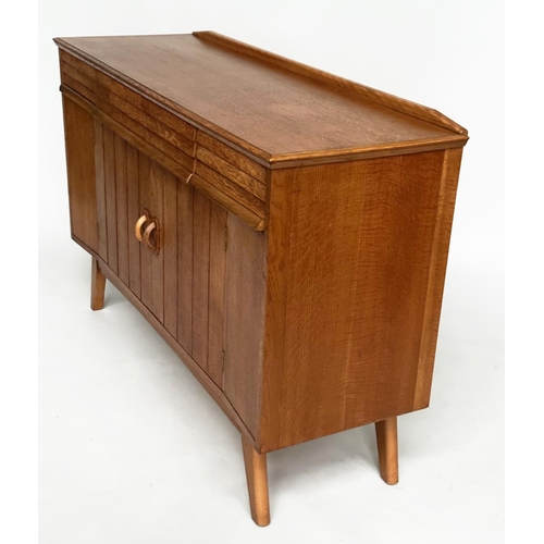 439 - EVEREST SIDEBOARD, mid 20th century oak with three doors above two slatted doors on splay supports, ... 