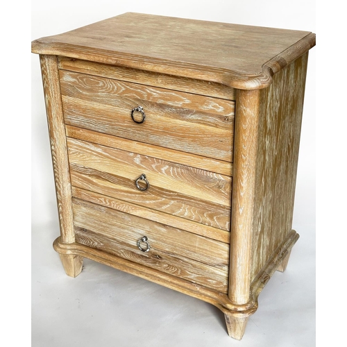 441 - 'LOAF' BEDSIDE CHESTS, a pair, oak, each with three drawers, tapering supports, 68cm W x 44cm D x 76... 