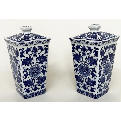 445 - PLANTERS, a graduated set of three Chinese blue and white ceramic octagonal facetted, largest 24cm W... 