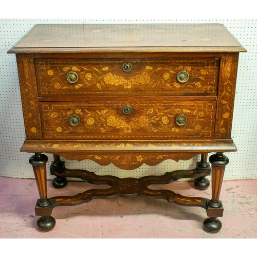 447 - CHEST ON STAND, 96cm H x 100cm W x 51cm D, late 18th/early 19th century Dutch walnut, ebonised and m... 