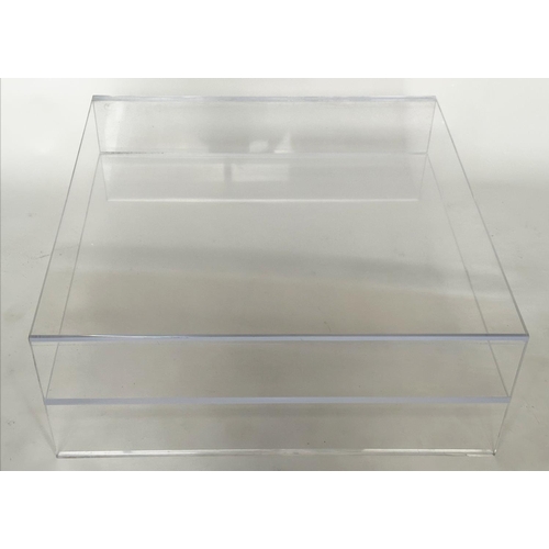 453 - LUCITE LOW TABLE, 1970s rectangular with undertier, 89cm W x 89cm D x 33cm H.