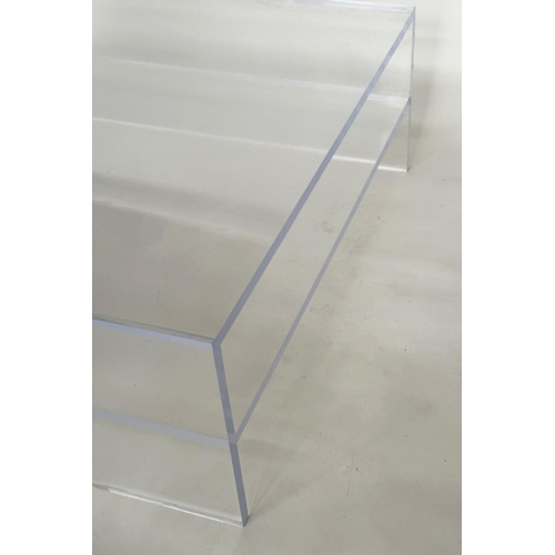 453 - LUCITE LOW TABLE, 1970s rectangular with undertier, 89cm W x 89cm D x 33cm H.