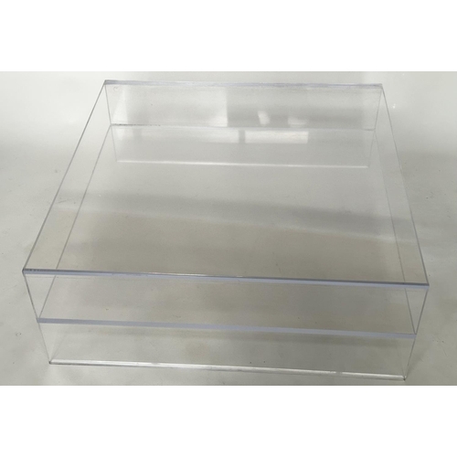 453 - LUCITE LOW TABLE, 1970s rectangular with undertier, 89cm W x 89cm D x 33cm H.