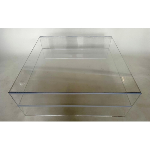 453 - LUCITE LOW TABLE, 1970s rectangular with undertier, 89cm W x 89cm D x 33cm H.