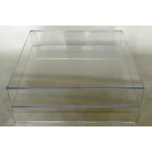 453 - LUCITE LOW TABLE, 1970s rectangular with undertier, 89cm W x 89cm D x 33cm H.