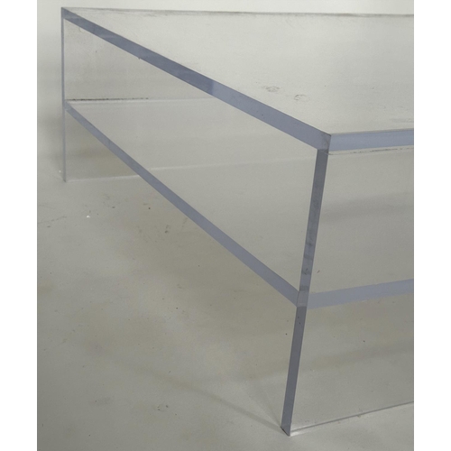 453 - LUCITE LOW TABLE, 1970s rectangular with undertier, 89cm W x 89cm D x 33cm H.