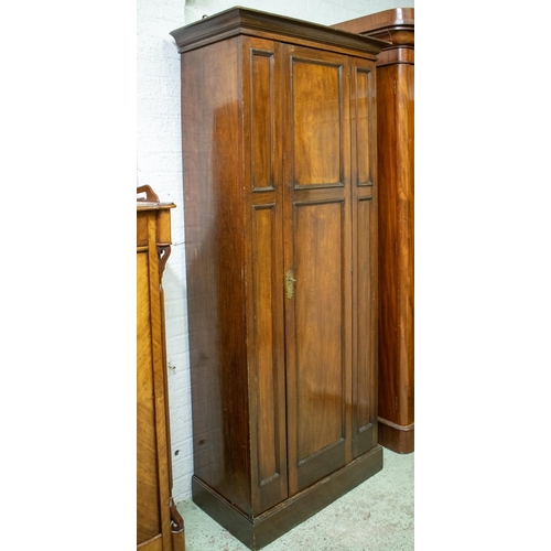 468 - WARDROBE, 201cm H x 87cm W x 46cm D, Edwardian walnut with single door, shelf and hanging rail.