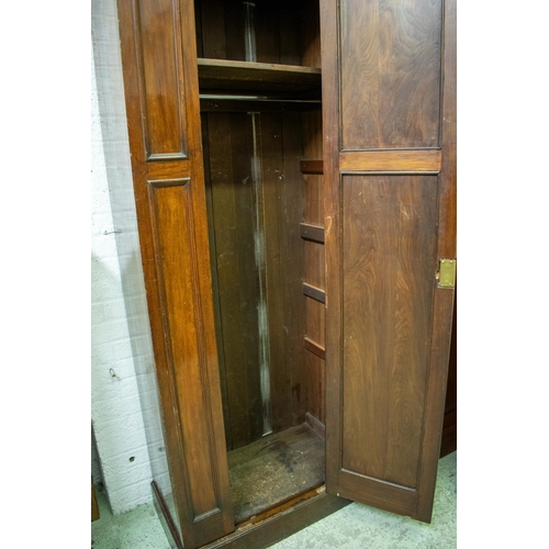 468 - WARDROBE, 201cm H x 87cm W x 46cm D, Edwardian walnut with single door, shelf and hanging rail.