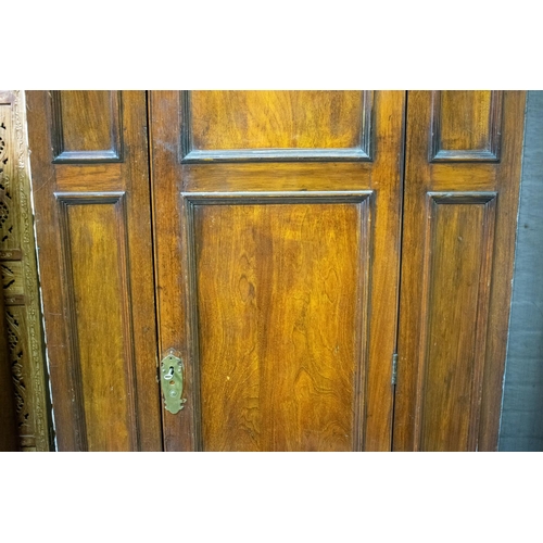 468 - WARDROBE, 201cm H x 87cm W x 46cm D, Edwardian walnut with single door, shelf and hanging rail.