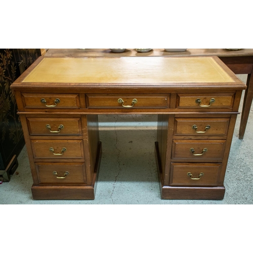 469 - PEDESTAL DESK, 78cm H x 121cm W x 56cm D, late Victorian walnut, circa 1890 with tan leather top abo... 