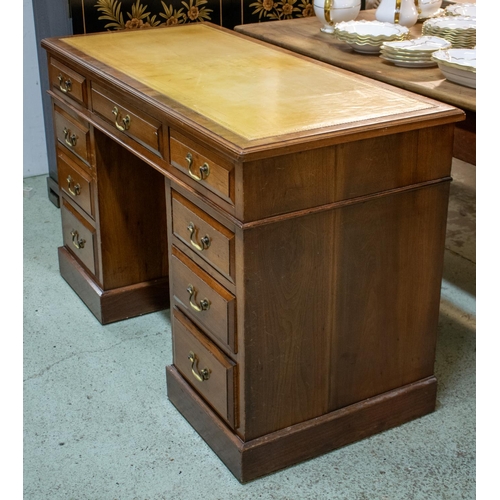 469 - PEDESTAL DESK, 78cm H x 121cm W x 56cm D, late Victorian walnut, circa 1890 with tan leather top abo... 