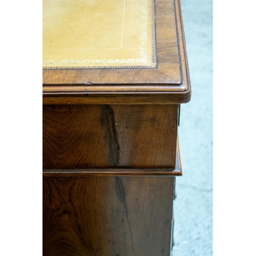 469 - PEDESTAL DESK, 78cm H x 121cm W x 56cm D, late Victorian walnut, circa 1890 with tan leather top abo... 