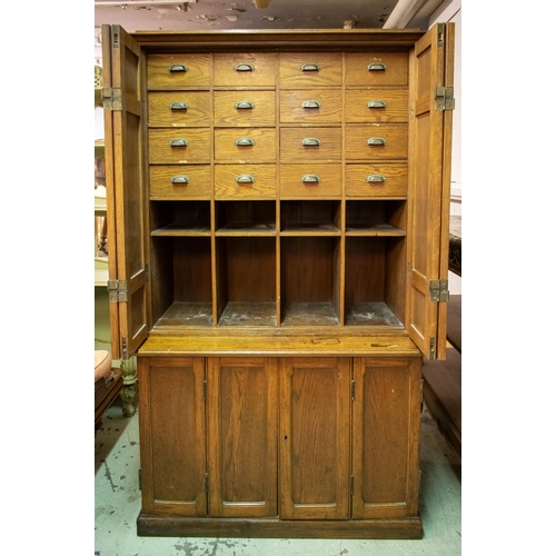 472 - HABERDASHERY CABINET, 161cm H x 95cm W x 46cm D, late 19th/early 20th century Continental oak, in tw... 