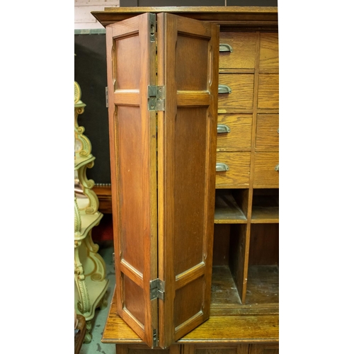 472 - HABERDASHERY CABINET, 161cm H x 95cm W x 46cm D, late 19th/early 20th century Continental oak, in tw... 