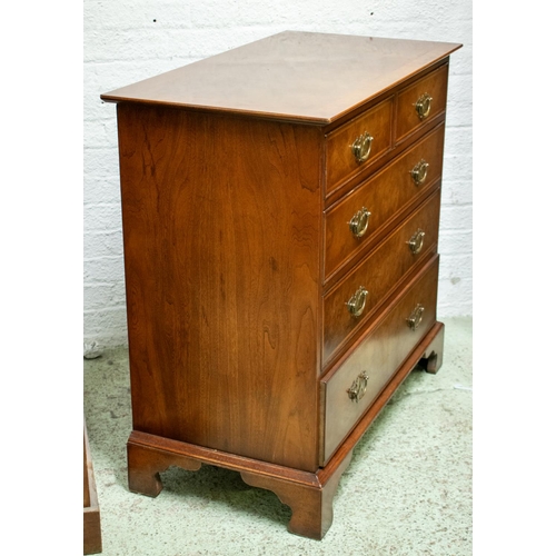 476 - CHEST, 90cm H x 91cm x 48cm, George III style burr walnut of five drawers.