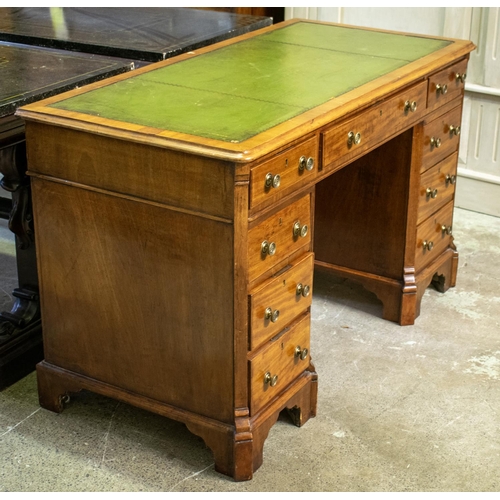 478 - PEDESTAL DESK, 74cm H x 122cm x 58cm, Victorian mahogany with green leather top above nine drawers.