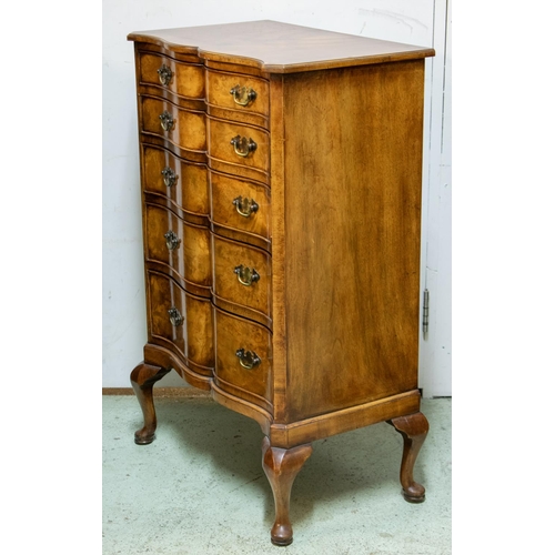 481 - CHEST, 97cm H x 64cm W x 40cm D, Georgian style walnut of five shaped drawers.