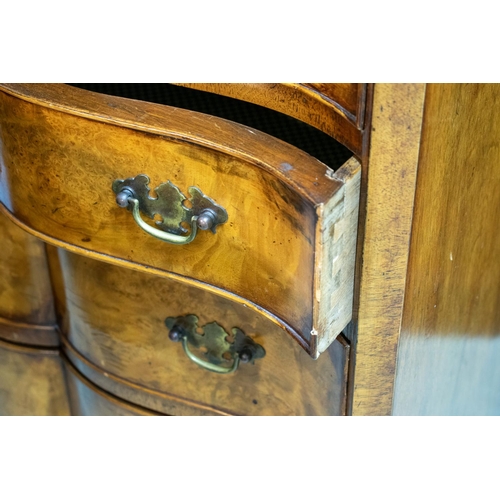 481 - CHEST, 97cm H x 64cm W x 40cm D, Georgian style walnut of five shaped drawers.