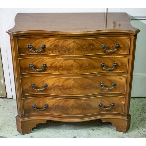 483 - SERPENTINE CHEST, 78cm H x 84cm W x 45cm D, Georgian style mahogany of four drawers.