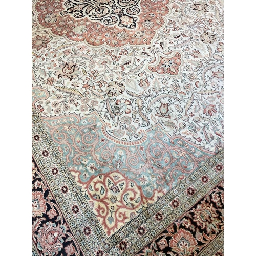 90 - ISPHAHAN DESIGN SILK CARPET, 270cm x 180cm.