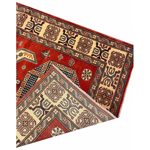 96 - FINE KAZAK RUG, 182cm x 117cm.