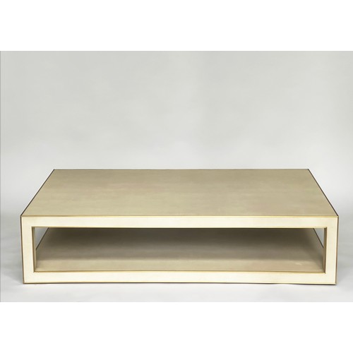 438 - CELA LOW TABLE, faux shagreen rectangular with undertier, 170cm x 109cm x 35cm H.