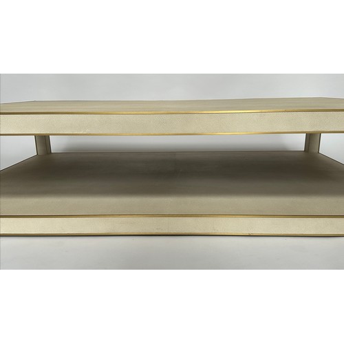 438 - CELA LOW TABLE, faux shagreen rectangular with undertier, 170cm x 109cm x 35cm H.