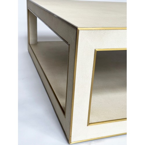 438 - CELA LOW TABLE, faux shagreen rectangular with undertier, 170cm x 109cm x 35cm H.