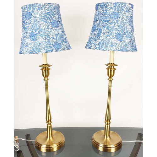 301 - LAUREN RALPH LAUREN TABLE LAMPS, a pair, with patterned shades, 84cm H approx. (2)