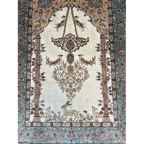 109 - TURKISH SILK RUG, 95cm x 63cm.