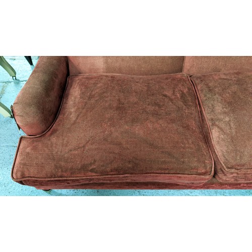 419 - SOFA, Howard style red fabric upholstered, 183cm W approx.