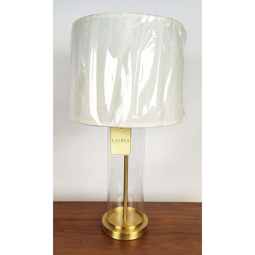 302 - LAUREN RALPH LAUREN TABLE LAMPS, a pair, gilt metal and glass, with shades, 70cm H approx. (2)