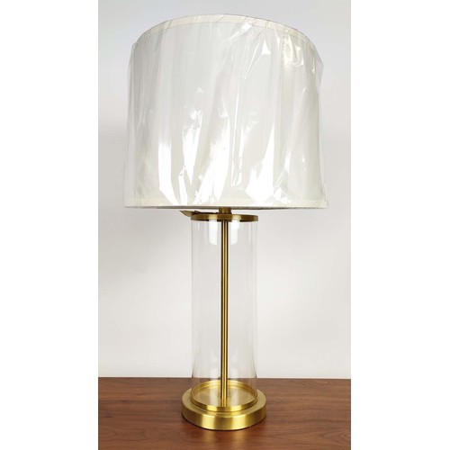 302 - LAUREN RALPH LAUREN TABLE LAMPS, a pair, gilt metal and glass, with shades, 70cm H approx. (2)