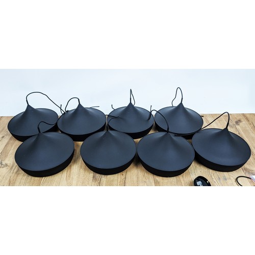 315 - CEILING PENDANT LIGHTS, a set of eight, contemporary design, 35cm diam. approx. each. (8)