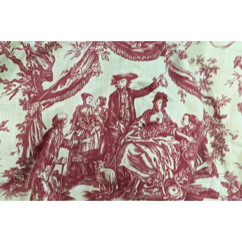 327 - TWO PAIRS OF LARGE CURTAINS, 'Toile de Jouy' red design on a cream-coloured ground, 100% cotton, all... 