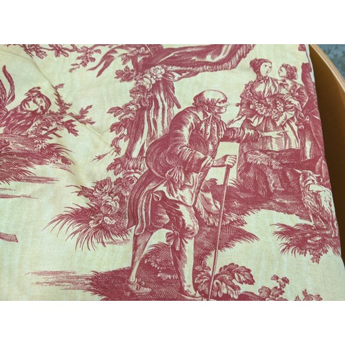 327 - TWO PAIRS OF LARGE CURTAINS, 'Toile de Jouy' red design on a cream-coloured ground, 100% cotton, all... 