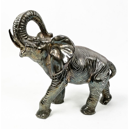 21 - SILVER CLAD ELEPHANT, marked 925, 28cm L x 25cm H.