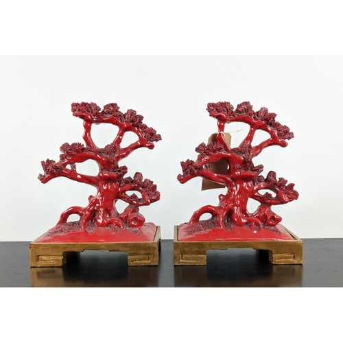 490 - PAOLO MOSCHINO KYOTO SEA CORAL SCULPTURES, a set of four, 35cm H, red finish. (4)